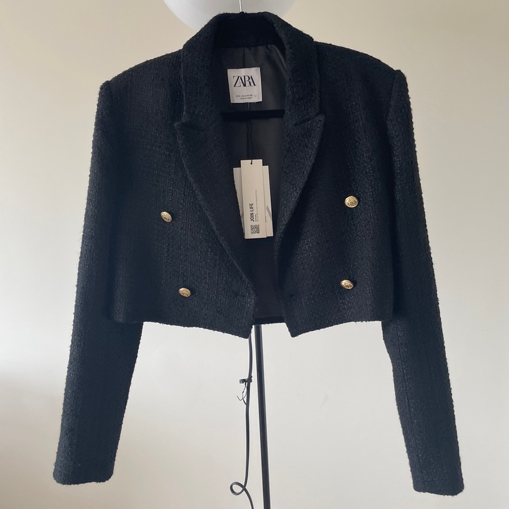 Zara Cropped Blazer Black Size M